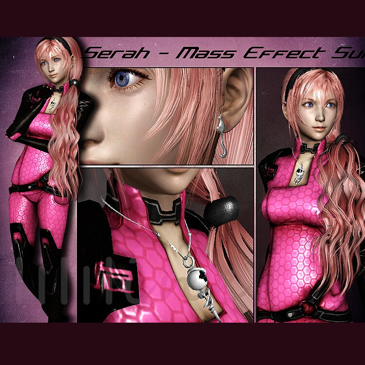 Modello 3D di Serah del personaggio del gioco di Mass Effect Suit